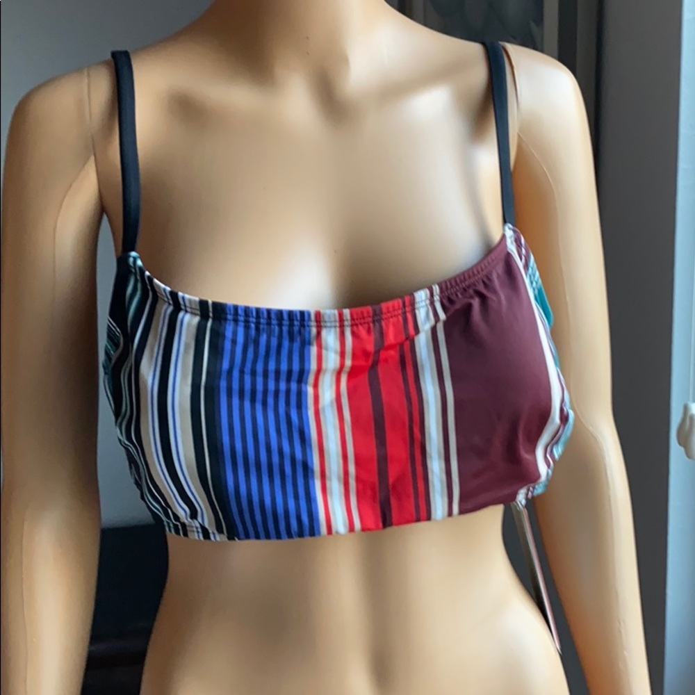 COASTAL BLUE striped colorful bikini top large